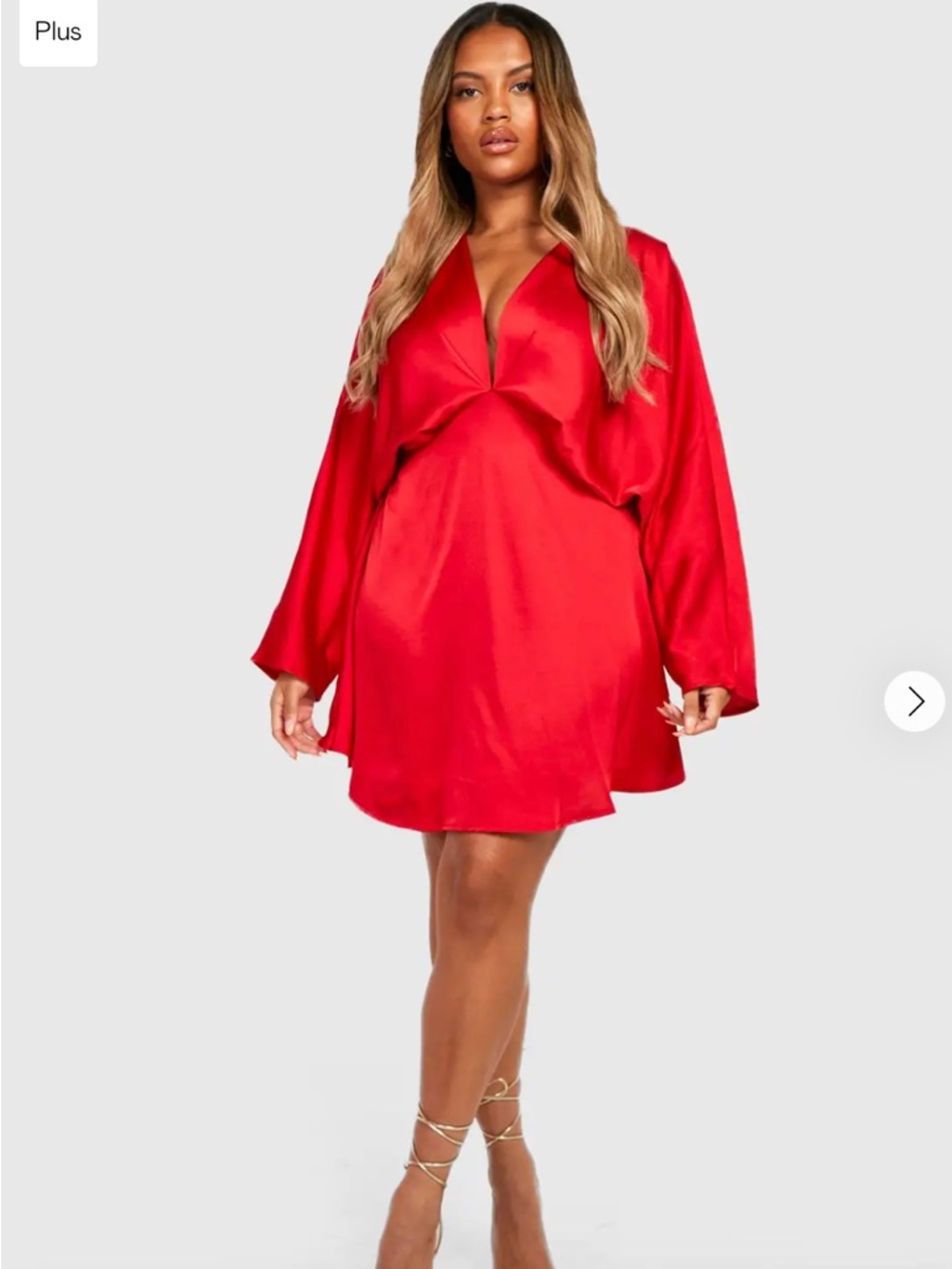 Boohoo Red V-Neck Twist Front Dress